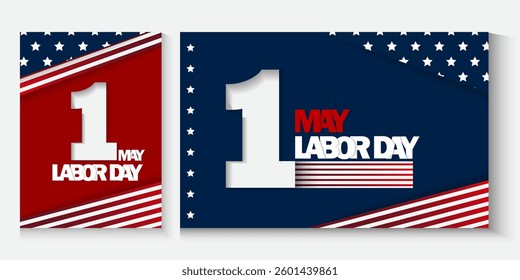 Happy Labor Day banner, poster, cover. Promotion banner for USA Labor Day with USA flags and baloons. labor day background for decoration banners, posters, social media, advertising.