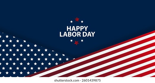 Happy Labor Day banner, poster, cover. Promotion banner for USA Labor Day with USA flags and baloons. labor day background for decoration banners, posters, social media, advertising.