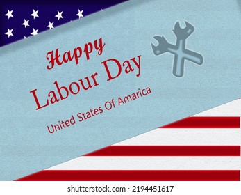 Happy Labor Day banner vector illustration, With Background Beautiful USA flag.