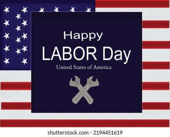 Happy Labor Day banner vector illustration, With Background Beautiful USA flag.
