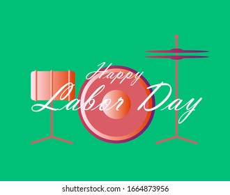 happy labor day, beautiful greeting card background or template banner with music tools theme. vector design illustration