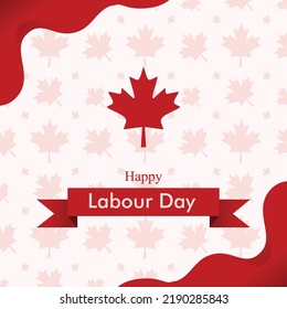 
Happy Labor Day calligraphy handwriting on white background and Canadian flag pattern. Holiday typography poster in Canada.