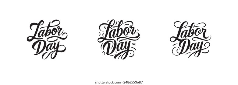 Happy Labor Day Kalligrafie Set Vektorillustration Design für Social Media Beiträge, Karten, Banner, T-Shirts, etc.