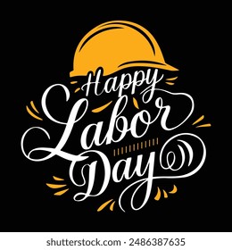 Diseño de camiseta de caligrafía del día del trabajo feliz