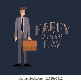 happy labor day card with businessman