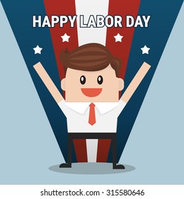 happy labor day card design, businessman, vector illustration eps 10.