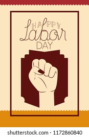 happy labor day card with hand fist