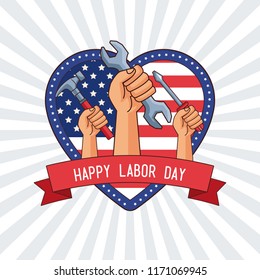 Happy labor day card Man head faceless with sport headband scribble
