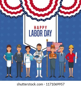 Happy labor day card Man head faceless with sport headband scribble