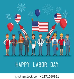 Happy labor day card Man head faceless with sport headband scribble