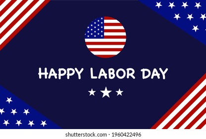 Happy Labor Day card on blue background.