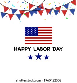 Happy Labor Day card on white background.