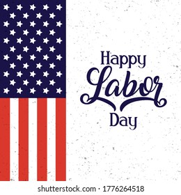 happy labor day celebration with usa flag vector illustration design