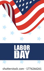 happy labor day celebration with usa flag and lettering vector illustration design