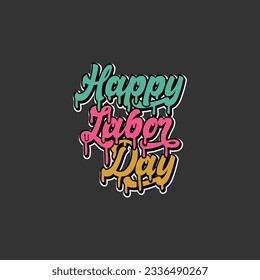 happy labor day colorful typography design