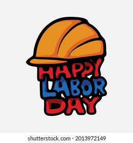 Happy labor Day concept. Construction hat vector illustration