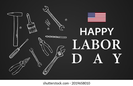 Happy Labor day. Construction tools. design illustration