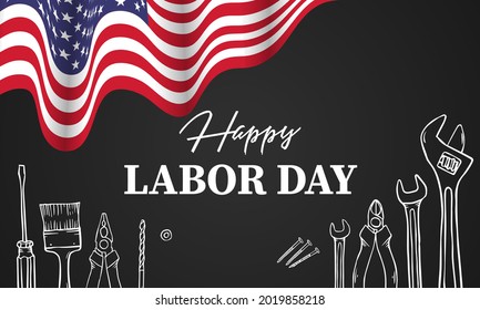 Happy Labor day. Construction tools. design illustration