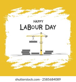 Happy Labor Day, a crane is stacking concrete blocks.