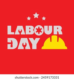 Happy Labor Day. Creative red logo concept. Isolated on red background.