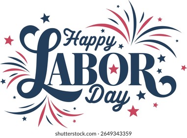 Happy Labor Day creative typography design, USA with motivational text, USA holiday. United States national flag colors and hand lettering text design. vector illustration