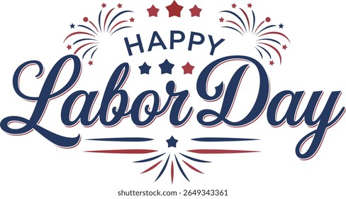 Happy Labor Day creative typography design, USA with motivational text, USA holiday. United States national flag colors and hand lettering text design. vector illustration