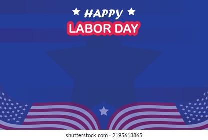 Happy Labor Day Dark Blue Background Texture with Patriotic American Flags and Space Area