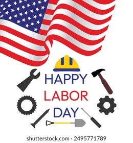 happy Labor day design with flag banner.