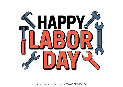 Happy Labor Day design with tools