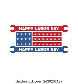 Feliz Dia do Trabalho dupla chave emblema patriótico