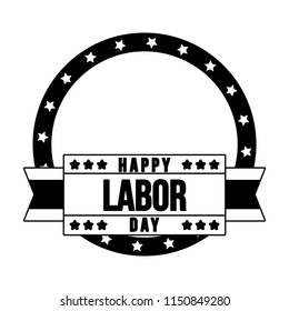 Happy labor day emblem in black and white