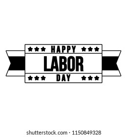 Happy labor day emblem in black and white