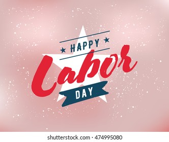 Happy labor day emblem. Isolated vector elements. Calligraphy, lettering design. Badges usable for greeting cards, posters, banners.
