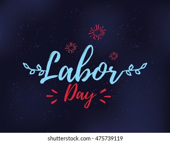 Happy labor day emblem. Isolated vector elements. Calligraphy, lettering design. Badges usable for greeting cards, posters, banners.