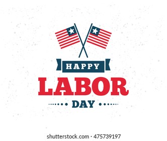 Happy labor day emblem. Isolated vector elements. Calligraphy, lettering design. Badges usable for greeting cards, posters, banners.