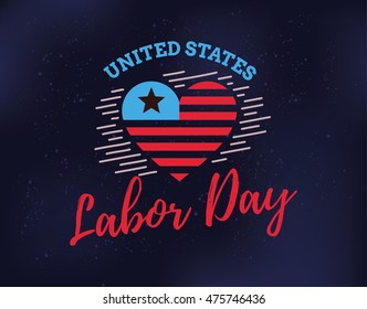 Happy labor day emblem. Isolated vector elements. Calligraphy, lettering design. Badges usable for greeting cards, posters, banners.