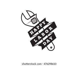 Happy labor day emblem. Isolated vector elements. Calligraphy, lettering design. Badges usable for greeting cards, posters, banners.