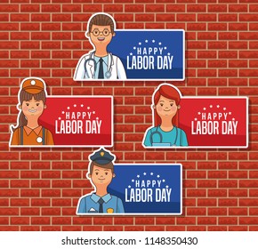 Happy labor day emblems