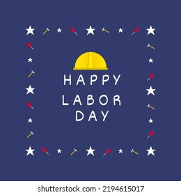 happy labor day flyer or banner or poster or lettering on a blue background