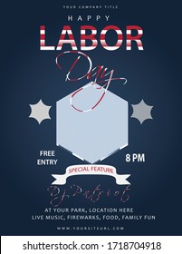 Happy Labor Day Flyer Template With Gradient Background Eps10