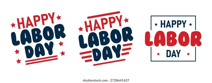 Feliz Día del Trabajo Diversión Tipografía Vector Set