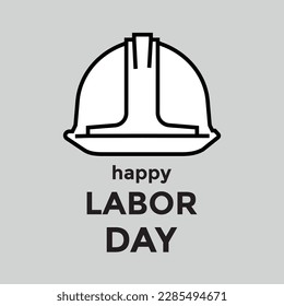 happy labor day, gray helmet, vector illustration 