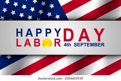 Happy Labor Day greeting card or invitation card. American national holiday illustration with US flag. vector illustration EPS 10.