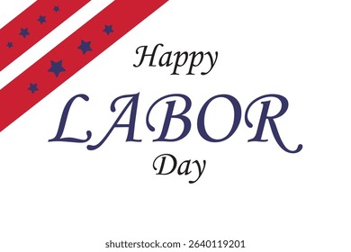 Happy Labor Day Greeting Card Image with Red and Blue Stars Design