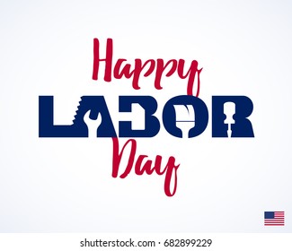 Happy Labor Day greeting card design. American national holiday, 4 September. Vector illustration.