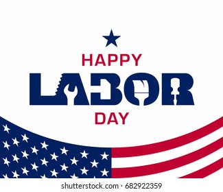 Happy Labor Day greeting card design. American national holiday, 4 September. Vector illustration