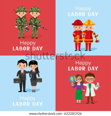 happy labor day greeting card set stock vector royalty free