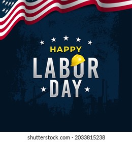 happy labor day greeting vector template for social media post, greeting card, flyer, etc.