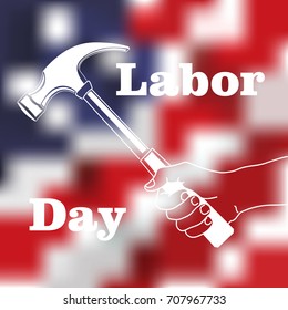 happy labor day hammer in hand text holidays