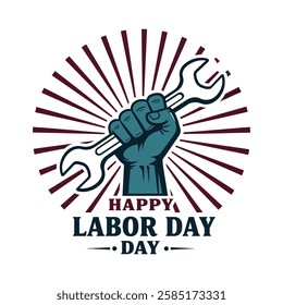 Happy Labor Day hand drawn typography greeting card Design with White background.